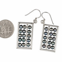 Load image into Gallery viewer, Sterling Silver Abacus Earrings – Black Pearl Handcrafted Dangle