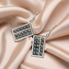 Load image into Gallery viewer, Sterling Silver Abacus Earrings – Black Pearl Handcrafted Dangle