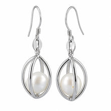 Load image into Gallery viewer, Sterling Silver White Pearl Lucky Lantern Earrings – Hook Dangle