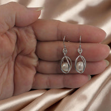 Load image into Gallery viewer, Sterling Silver White Pearl Lucky Lantern Earrings – Hook Dangle