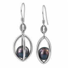 Load image into Gallery viewer, Sterling Silver Black-Gray Pearl Lucky Lantern Earrings – Hook Dangle