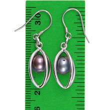 Load image into Gallery viewer, Sterling Silver Black-Gray Pearl Lucky Lantern Earrings – Hook Dangle