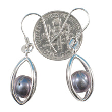 Load image into Gallery viewer, Sterling Silver Black-Gray Pearl Lucky Lantern Earrings – Hook Dangle