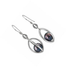 Load image into Gallery viewer, Sterling Silver Black-Gray Pearl Lucky Lantern Earrings – Hook Dangle