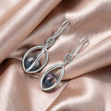 Load image into Gallery viewer, Sterling Silver Black-Gray Pearl Lucky Lantern Earrings – Hook Dangle
