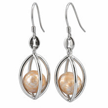 Load image into Gallery viewer, Sterling Silver Champagne Pearl Lucky Lantern Earrings – Hook Dangle