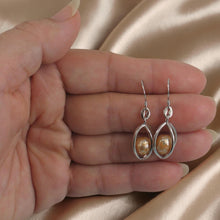 Load image into Gallery viewer, Sterling Silver Champagne Pearl Lucky Lantern Earrings – Hook Dangle
