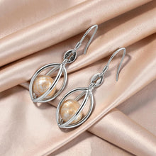 Load image into Gallery viewer, Sterling Silver Champagne Pearl Lucky Lantern Earrings – Hook Dangle