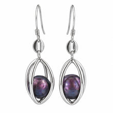 Load image into Gallery viewer, Sterling Silver Purple Pearl Lucky Lantern Earrings – Hook Dangle