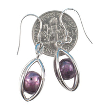 Load image into Gallery viewer, Sterling Silver Purple Pearl Lucky Lantern Earrings – Hook Dangle