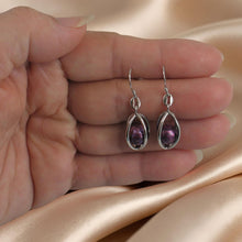 Load image into Gallery viewer, Sterling Silver Purple Pearl Lucky Lantern Earrings – Hook Dangle