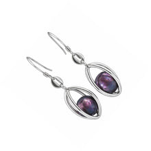 Load image into Gallery viewer, Sterling Silver Purple Pearl Lucky Lantern Earrings – Hook Dangle