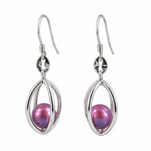Load image into Gallery viewer, Sterling Silver Rose-Pink Pearl Lucky Lantern Earrings – Faceted Dangle