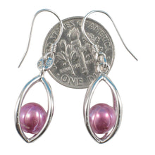 Load image into Gallery viewer, Sterling Silver Rose-Pink Pearl Lucky Lantern Earrings – Faceted Dangle