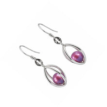 Load image into Gallery viewer, Sterling Silver Rose-Pink Pearl Lucky Lantern Earrings – Faceted Dangle