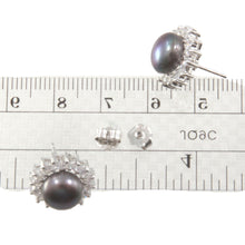 Load image into Gallery viewer, Sterling Silver White Pearl &amp; Cubic Zirconia Stud Earrings – Halo Design