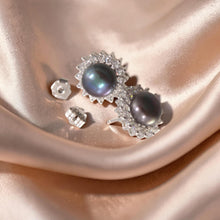 Load image into Gallery viewer, Sterling Silver White Pearl &amp; Cubic Zirconia Stud Earrings – Halo Design