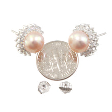 Load image into Gallery viewer, Sterling Silver White Pearl &amp; Cubic Zirconia Stud Earrings – Halo Design