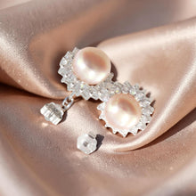 Load image into Gallery viewer, Sterling Silver White Pearl &amp; Cubic Zirconia Stud Earrings – Halo Design