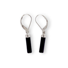 Load image into Gallery viewer, Solid Sterling Silver 925 Black Onyx Tube Leverback Earrings