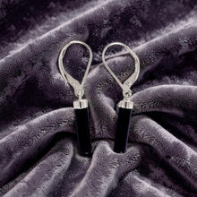 Load image into Gallery viewer, Solid Sterling Silver 925 Black Onyx Tube Leverback Earrings