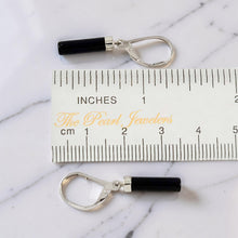Load image into Gallery viewer, Solid Sterling Silver 925 Black Onyx Tube Leverback Earrings
