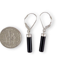 Load image into Gallery viewer, Solid Sterling Silver 925 Black Onyx Tube Leverback Earrings