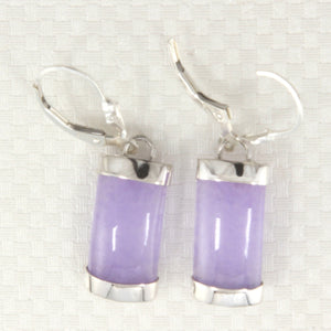 9110142-Sterling-Silver-Fleur-De-Lis Leverback -Curved-Lavender-Jade-Dangle-Earrings