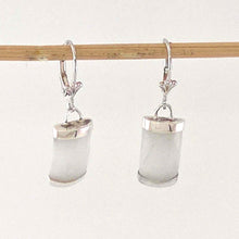 Load image into Gallery viewer, Solid Sterling Silver 925 Fleur-de-Lis Green Jade Leverback Earrings