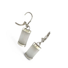 Load image into Gallery viewer, Solid Sterling Silver 925 Fleur-de-Lis Green Jade Leverback Earrings