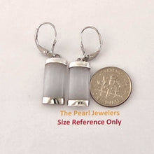 Load image into Gallery viewer, Solid Sterling Silver 925 Fleur-de-Lis Green Jade Leverback Earrings