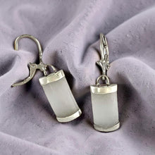 Load image into Gallery viewer, Solid Sterling Silver 925 Fleur-de-Lis Green Jade Leverback Earrings