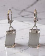 Load image into Gallery viewer, Solid Sterling Silver 925 Fleur-de-Lis Green Jade Leverback Earrings