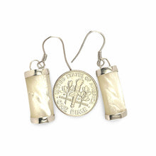 Load image into Gallery viewer, Solid Sterling Silver 925 Fish Hook Mother of Pearl Dangle Earrings