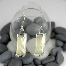 Load image into Gallery viewer, Solid Sterling Silver 925 Fish Hook Mother of Pearl Dangle Earrings