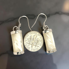 Load image into Gallery viewer, Solid Sterling Silver 925 Fish Hook Mother of Pearl Dangle Earrings