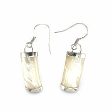 Load image into Gallery viewer, Solid Sterling Silver 925 Fish Hook Mother of Pearl Dangle Earrings