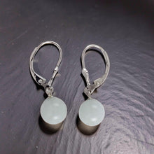 Load image into Gallery viewer, Solid Sterling Silver 925 Good Fortune Celadon Green Jade Leverback Earrings