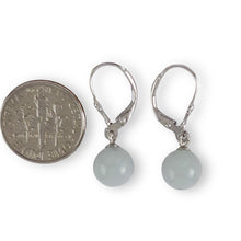 Load image into Gallery viewer, Solid Sterling Silver 925 Good Fortune Celadon Green Jade Leverback Earrings