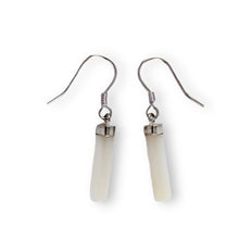 Load image into Gallery viewer, Solid Sterling Silver 925 Mother of Pearl Tube Fish Hook Earrings