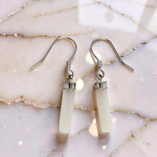 Load image into Gallery viewer, Solid Sterling Silver 925 Mother of Pearl Tube Fish Hook Earrings