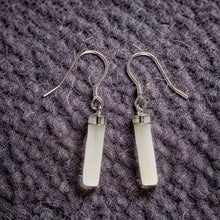 Load image into Gallery viewer, Solid Sterling Silver 925 Mother of Pearl Tube Fish Hook Earrings