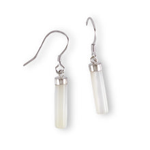 Load image into Gallery viewer, Solid Sterling Silver 925 Mother of Pearl Tube Fish Hook Earrings