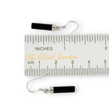 Load image into Gallery viewer, Solid Sterling Silver 925 Black Onyx Tube Fish Hook Earrings