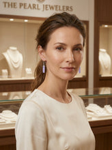 Load image into Gallery viewer, Sterling Silver Lavender Jade Tube Fish Hook Dangle Earrings
