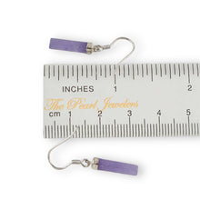 Load image into Gallery viewer, Sterling Silver Lavender Jade Tube Fish Hook Dangle Earrings