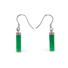 Load image into Gallery viewer, Solid Sterling Silver 925 Green Jade Tube Fish Hook Earrings