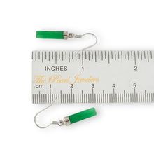 Load image into Gallery viewer, Solid Sterling Silver 925 Green Jade Tube Fish Hook Earrings