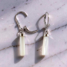 Load image into Gallery viewer, Solid Sterling Silver 925 Mother of Pearl Tube Leverback Earrings