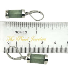 Load image into Gallery viewer, Solid Sterling Silver 925 Apple Green Jade Curved Leverback Earrings
